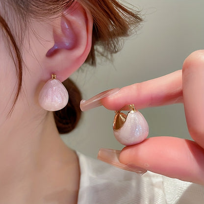 Chunky Enamel Hoop Earrings – 18K Gold Plated, Trendy Japanese & Korean Style