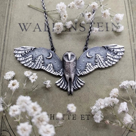 Vintage Owl Moon Phase Necklace – Witch-Inspired Jewelry for Women