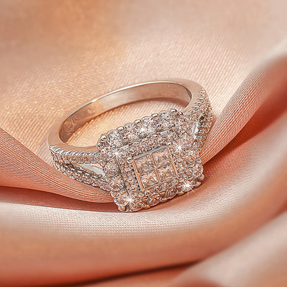 Elegant White Zirconia Multi-Row Ring – Stylish Couples & Statement Jewelry for Gifts