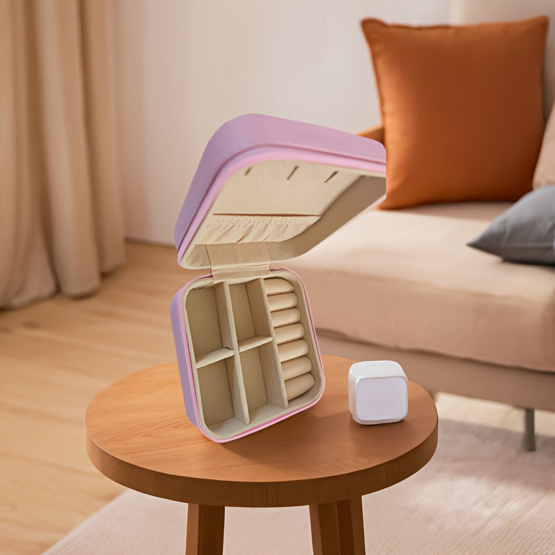 Portable Jewelry Organizer Box with Zipper – Compact Travel Case for Rings Earrings Necklaces & Bracelets