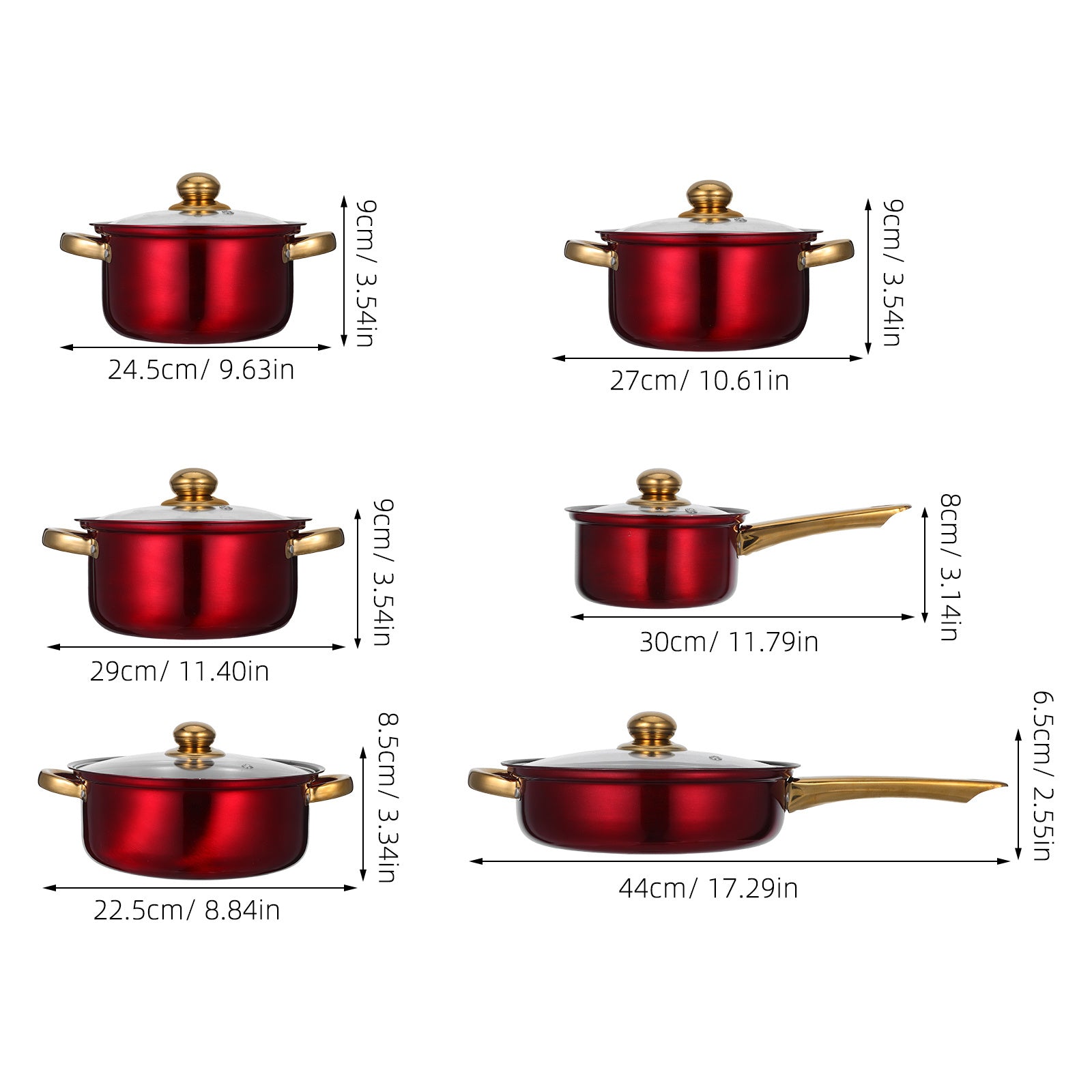 12-Piece Stainless Steel Cookware Set with Lids – Induction Ready Pots & Pans